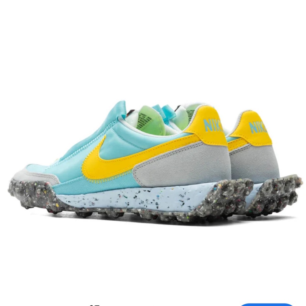 NIKE WOMEN'S WAFFLE RACER CRATER - BLEACHED AQUA/SPEED YELLOW size 6